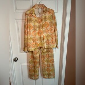Vintage 3 piece suit set groovy pattern size 10